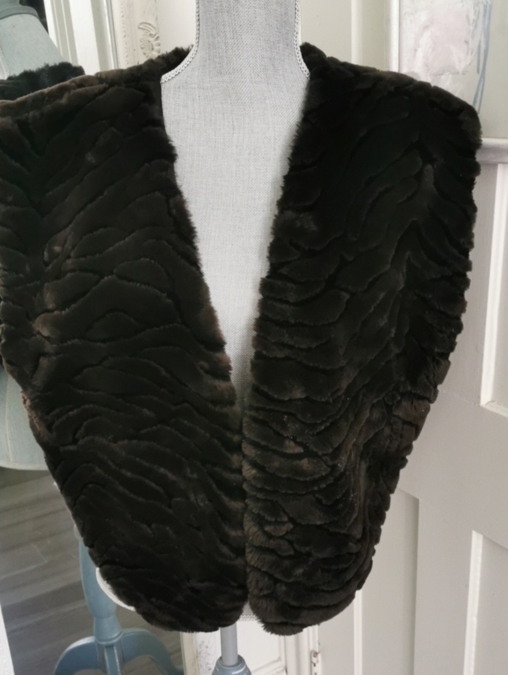 Y2K Tentations Luxurious Mobwife Dark Brown FauxFur Evening Bolero Jacket OS